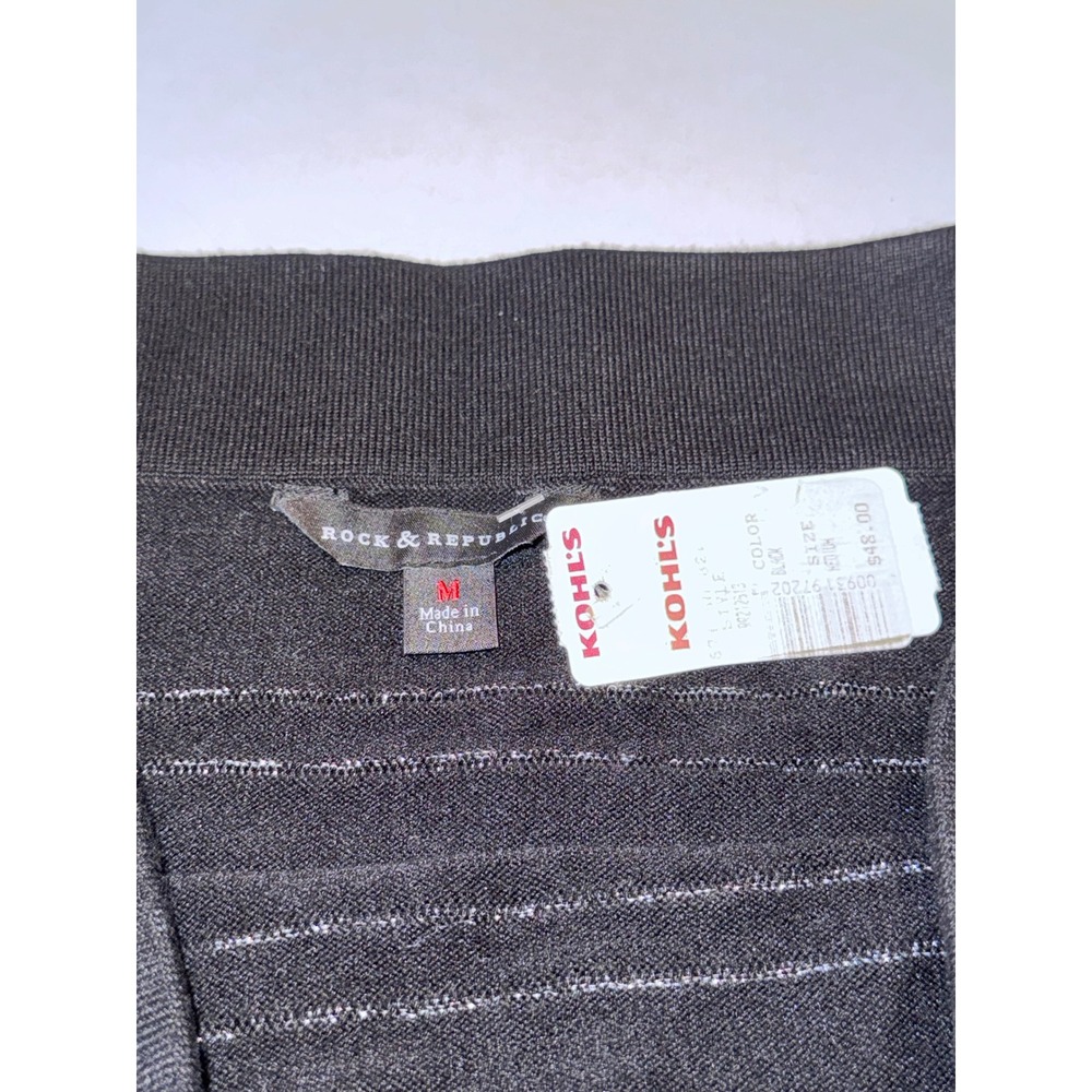 NWT Rock & Republic Women Black Metallic Silver Stripe Knit Holiday Skirt Size M - Picture 3 of 7